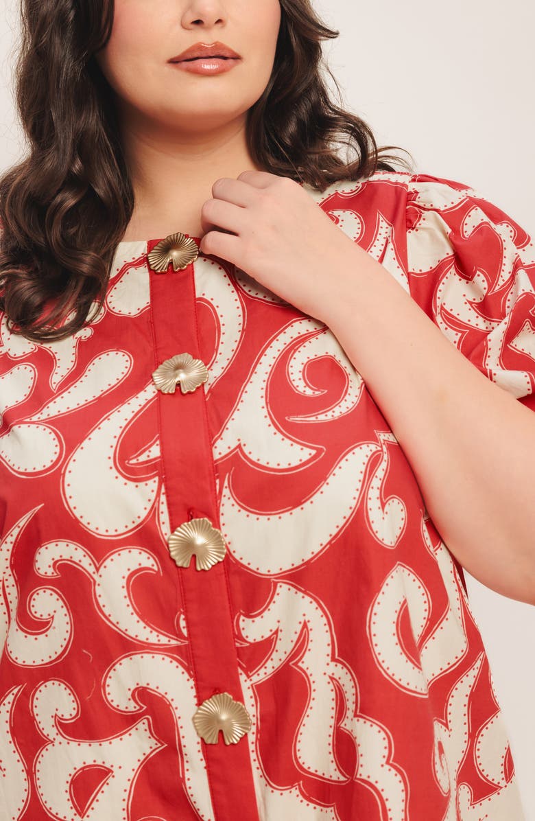 FLYING TOMATO Print Cotton Minidress, Alternate, color, Red/ Ivory