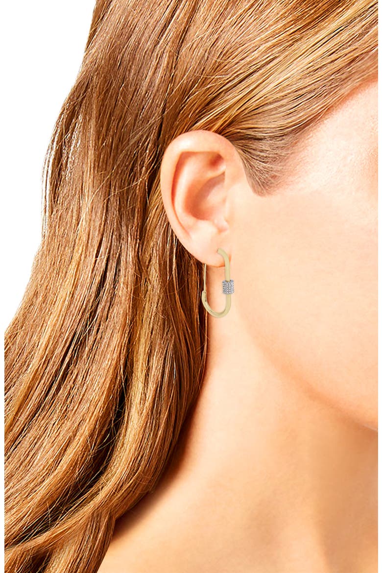 Pavé Carabiner Hoop Earrings, Alternate, color, CRYSTAL