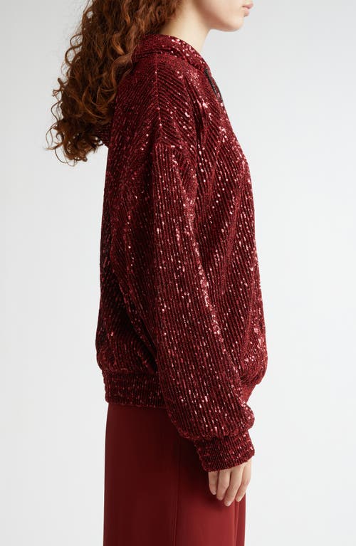 Stine Goya Sequin Oversize Hoodie In Bordeaux