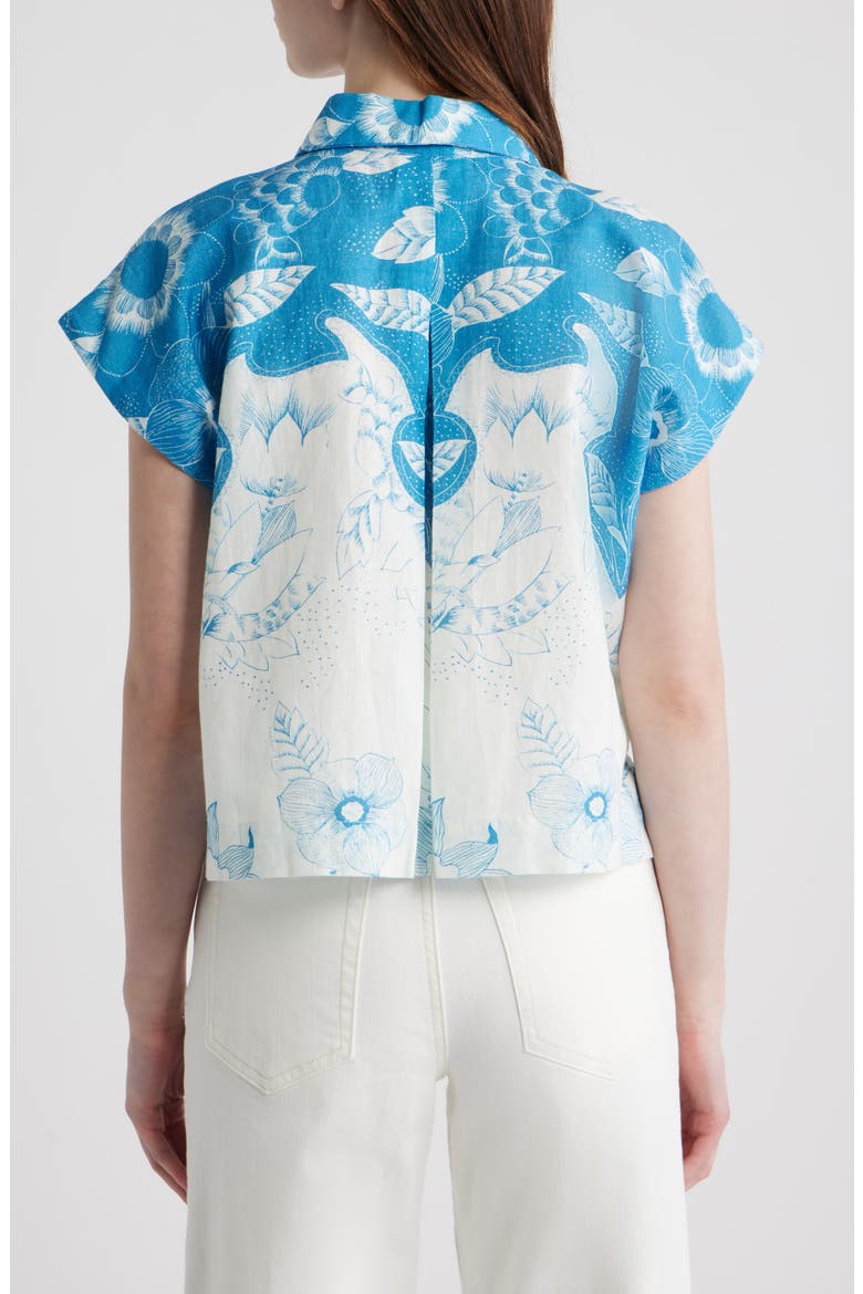 Simone Cotton & Linen Button-Up Shirt, Alternate, color, CELESTIA PRINT