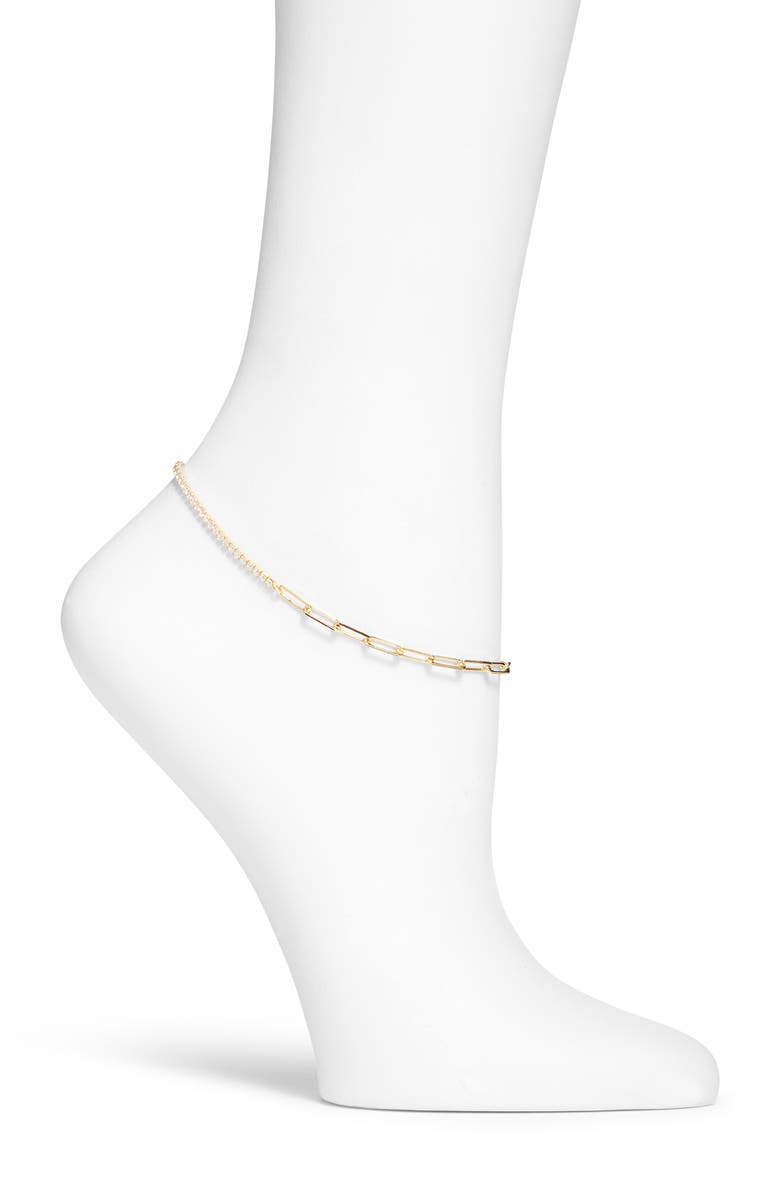 SHYMI Split Chain Anklet, Main, color, Gold/ White