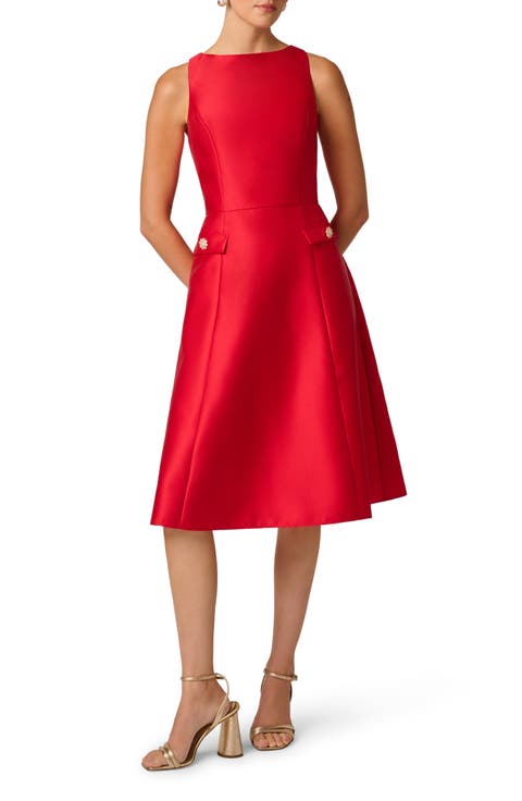 Sleeveless Mikado Fit & Flare Midi Dress