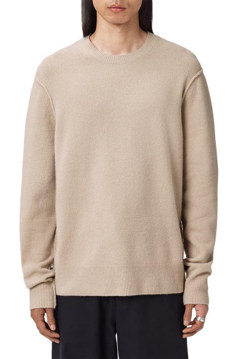 AllSaints Patern Crewneck Sweater, Main, color, Moon Grey