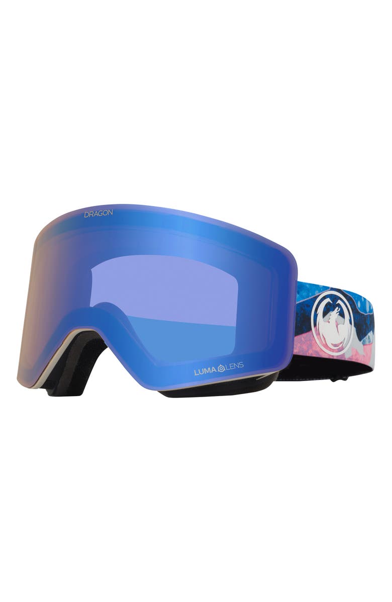 DRAGON R1 OTG 63mm Snow Goggles with Bonus Lens, Main, color, Mtnbliss/Llflashbluelldksmk