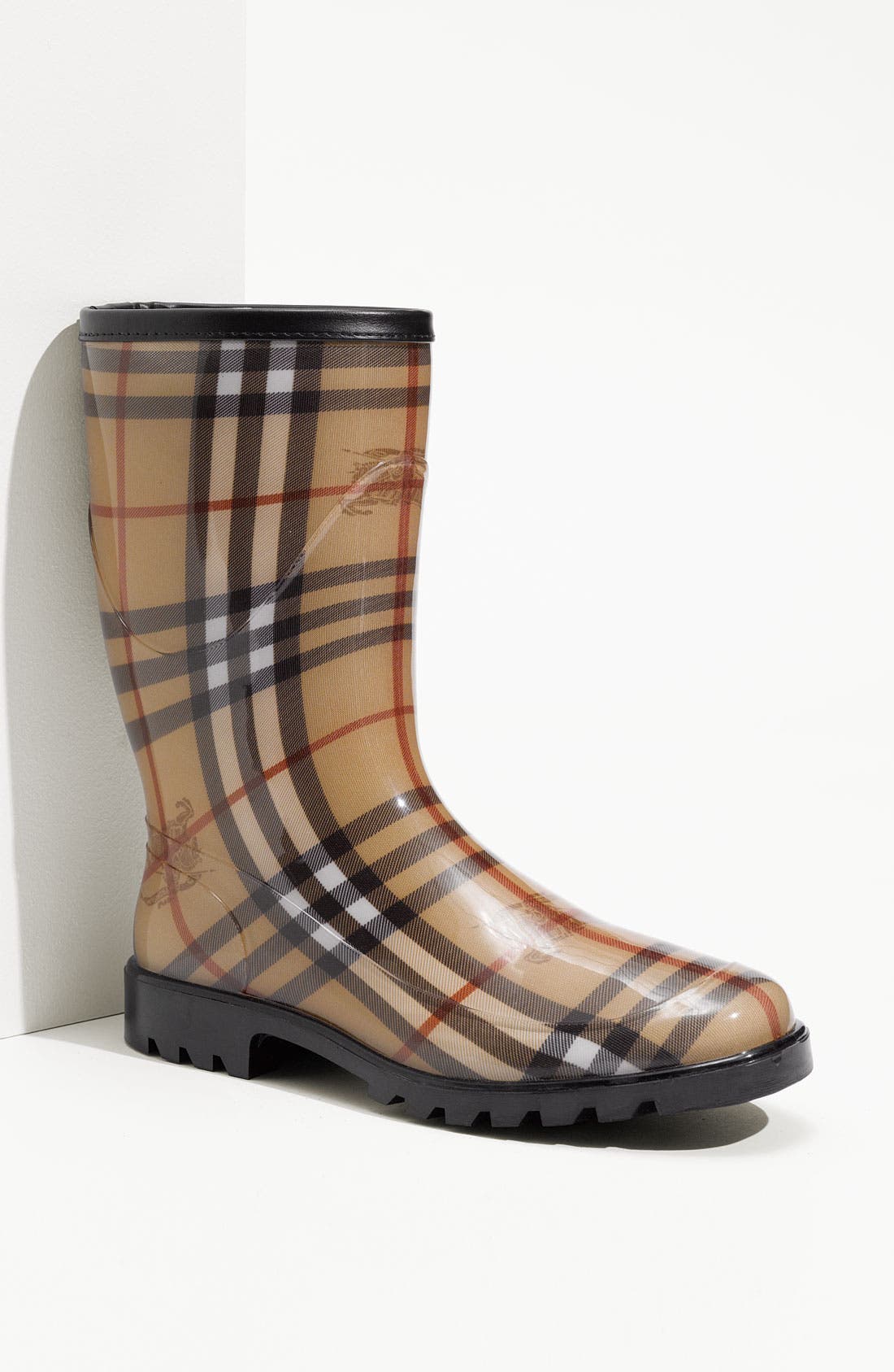 Burberry Check Print Rain Boot, Main, color, 