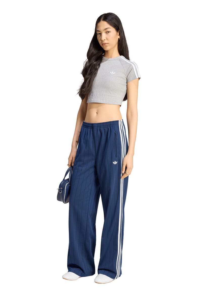 Pinstripe Wide Leg Track Pants, Alternate, color, NIGHT INDIGO/ WHITE/ GREY TWO