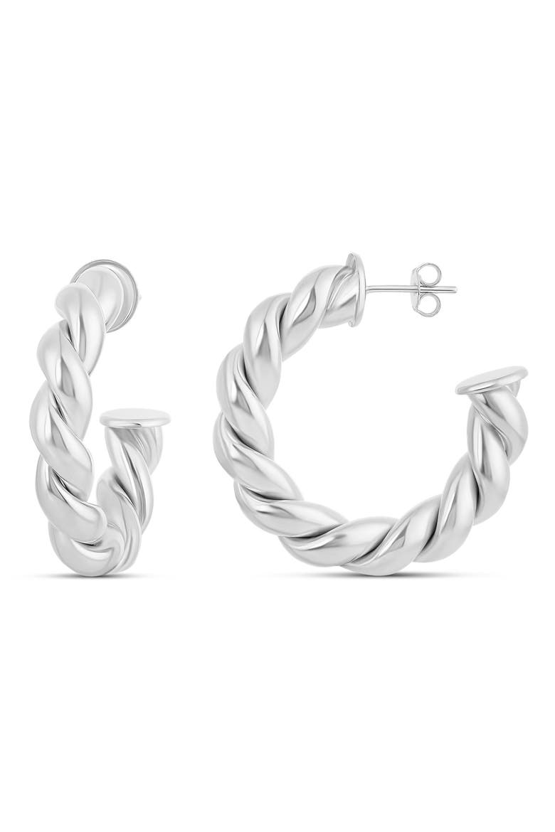 Twist Hoop Earrings, Main, color, SILVER