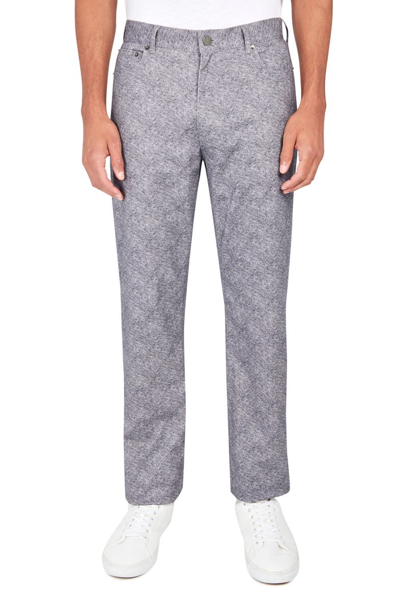 Slim Fit Marled Print Cotton Stretch 5-Pocket Pants, Main, color, CHARCOAL