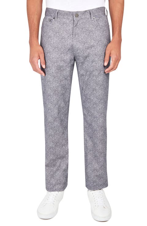 Slim Fit Marled Print Cotton Stretch 5-Pocket Pants