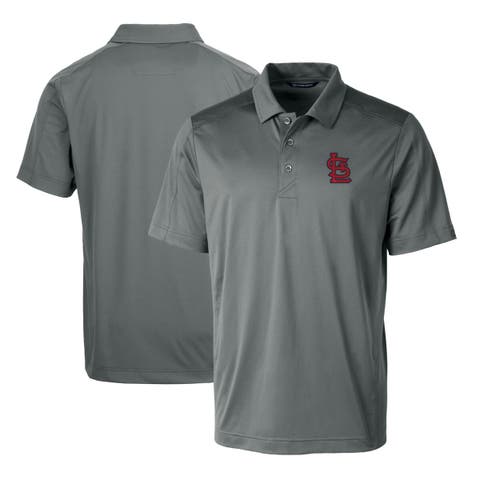 Men's Cutter & Buck Steel St. Louis Cardinals Prospect Textured Stretch Polo