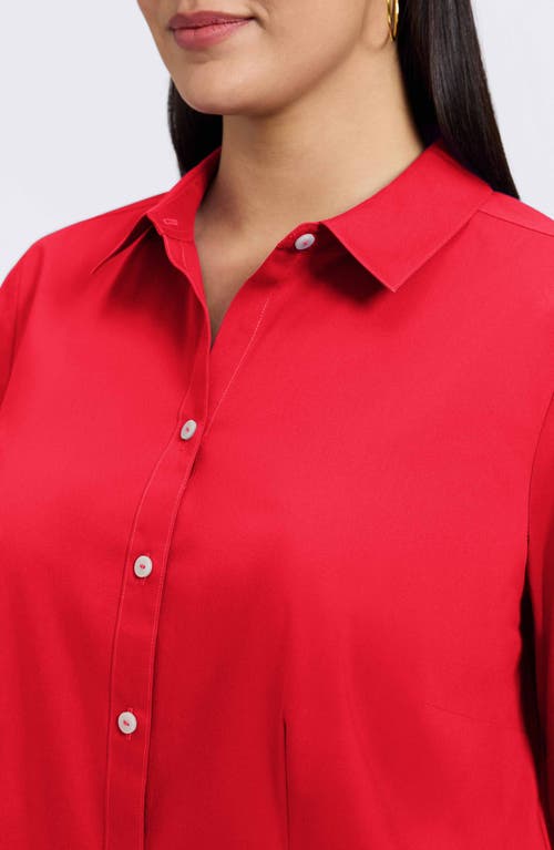 Foxcroft June Stretch Cotton Blend Button-up Shirt In Red