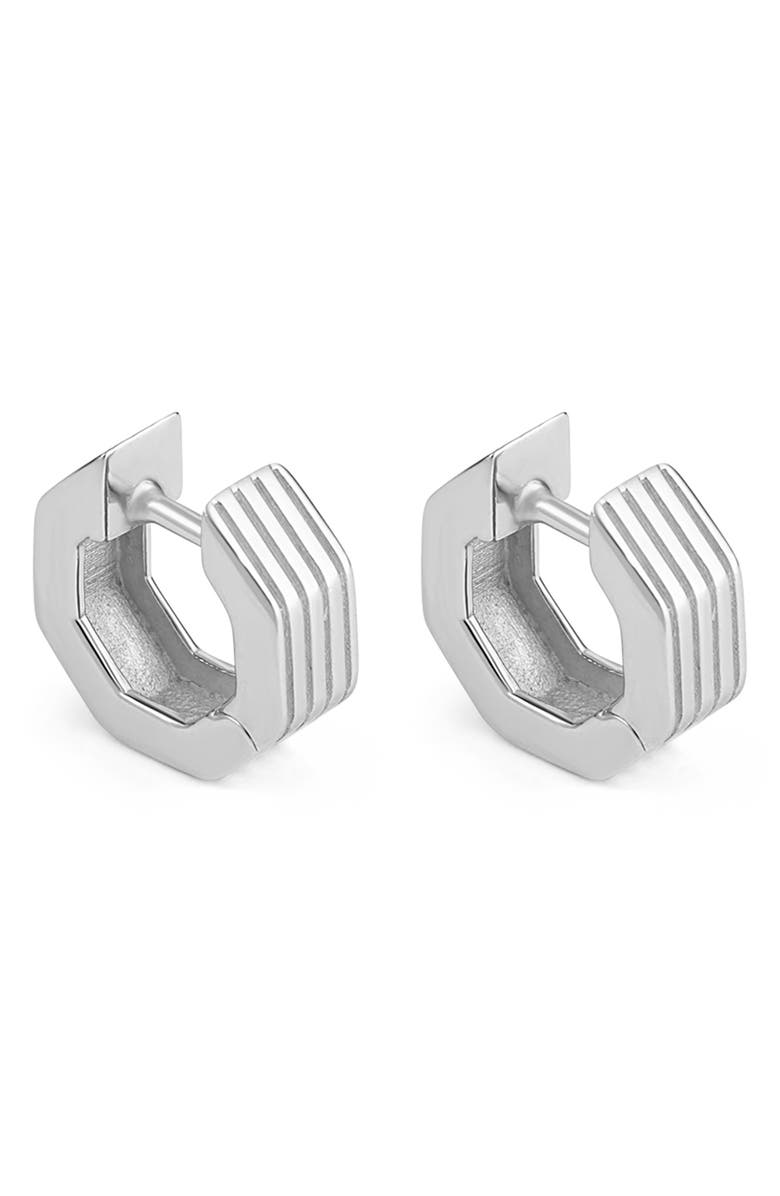IVI Los Angeles Octagon Huggie Hoop Earrings, Main, color, Silver