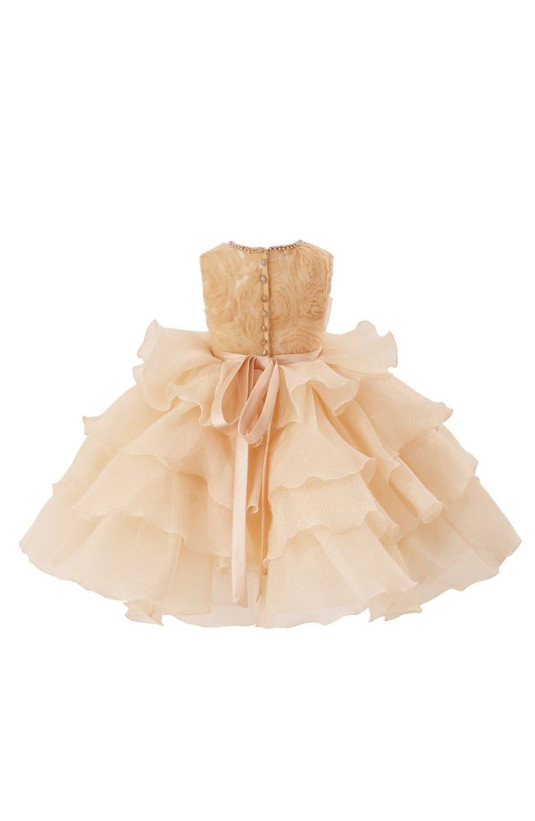 Tulleen Cream Floral Ruffle Occasion Dress, Alternate, color, Cream