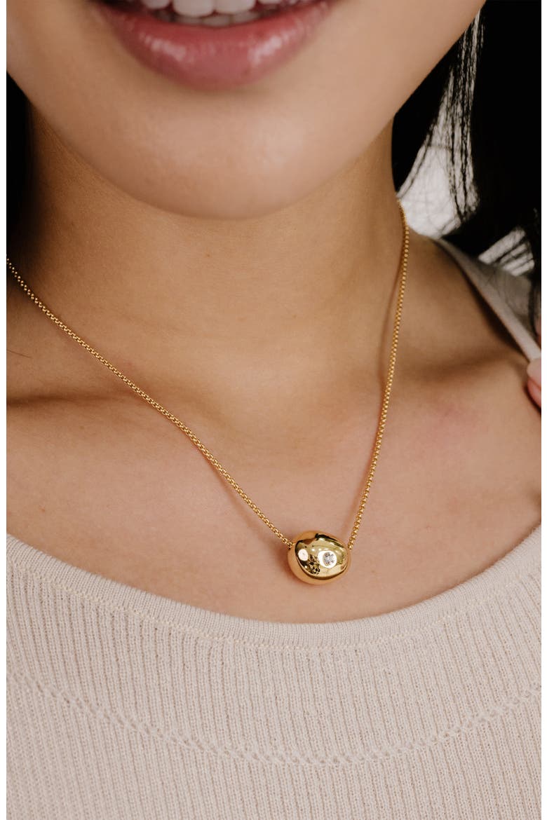 Crystal Dot Pebble Pendant Necklace, Alternate, color, GOLD