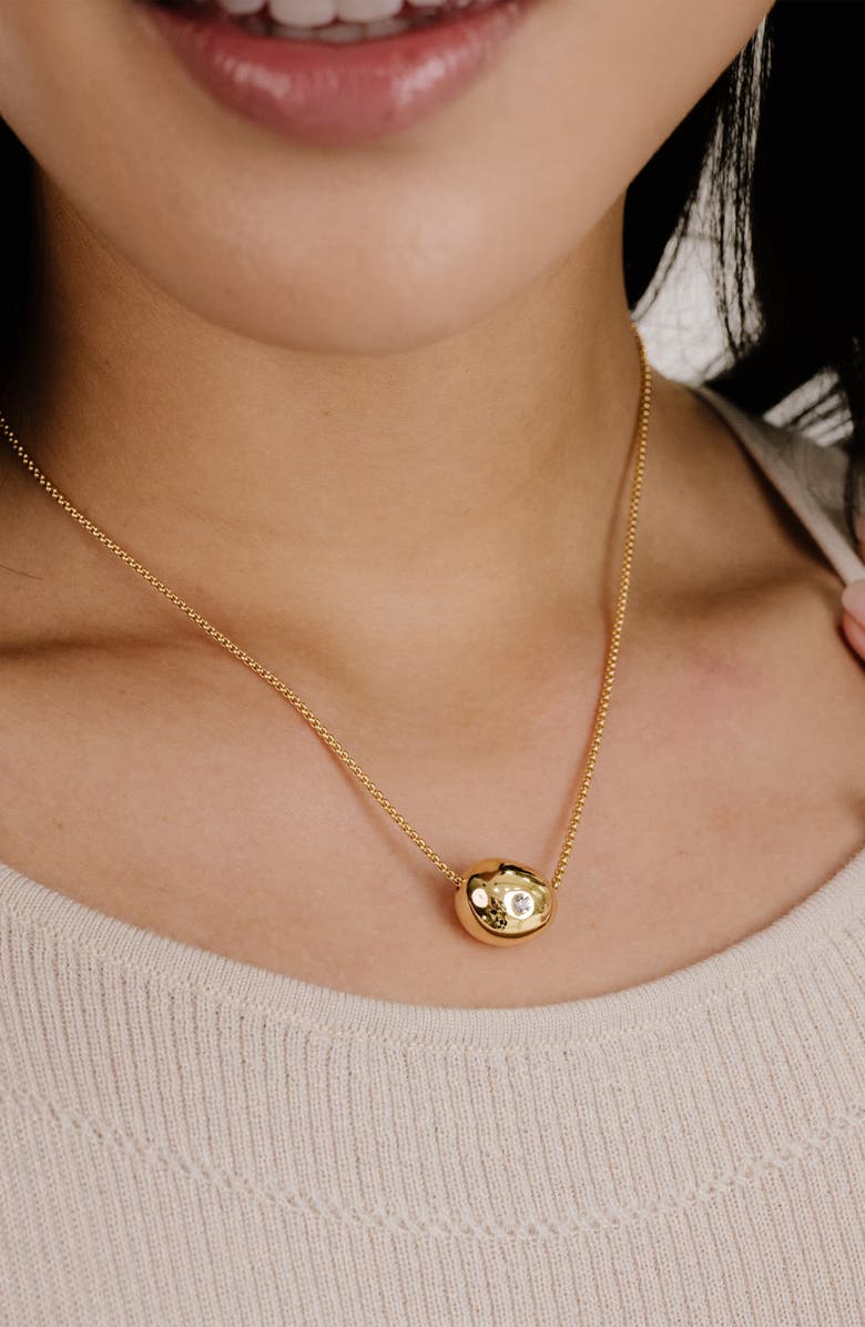 Ettika Crystal Dot Pebble Pendant Necklace, Alternate, color, Gold
