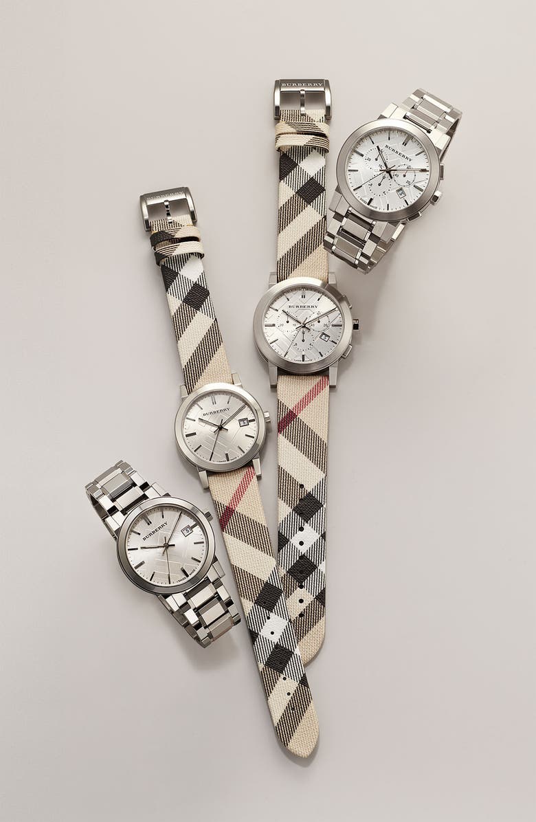 Burberry Large Check Strap Watch, 38mm, Alternate, color,