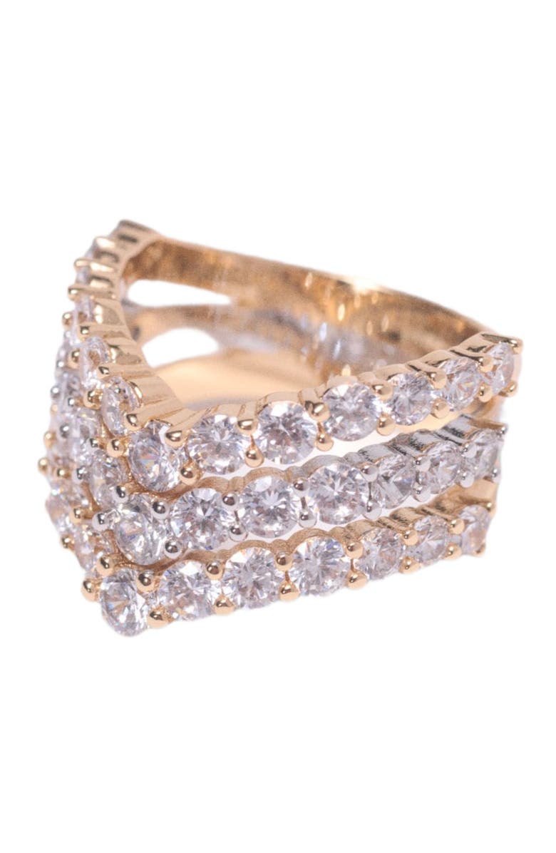 maje Two-tone rhinestone ring, Alternate, color, Gold Silver