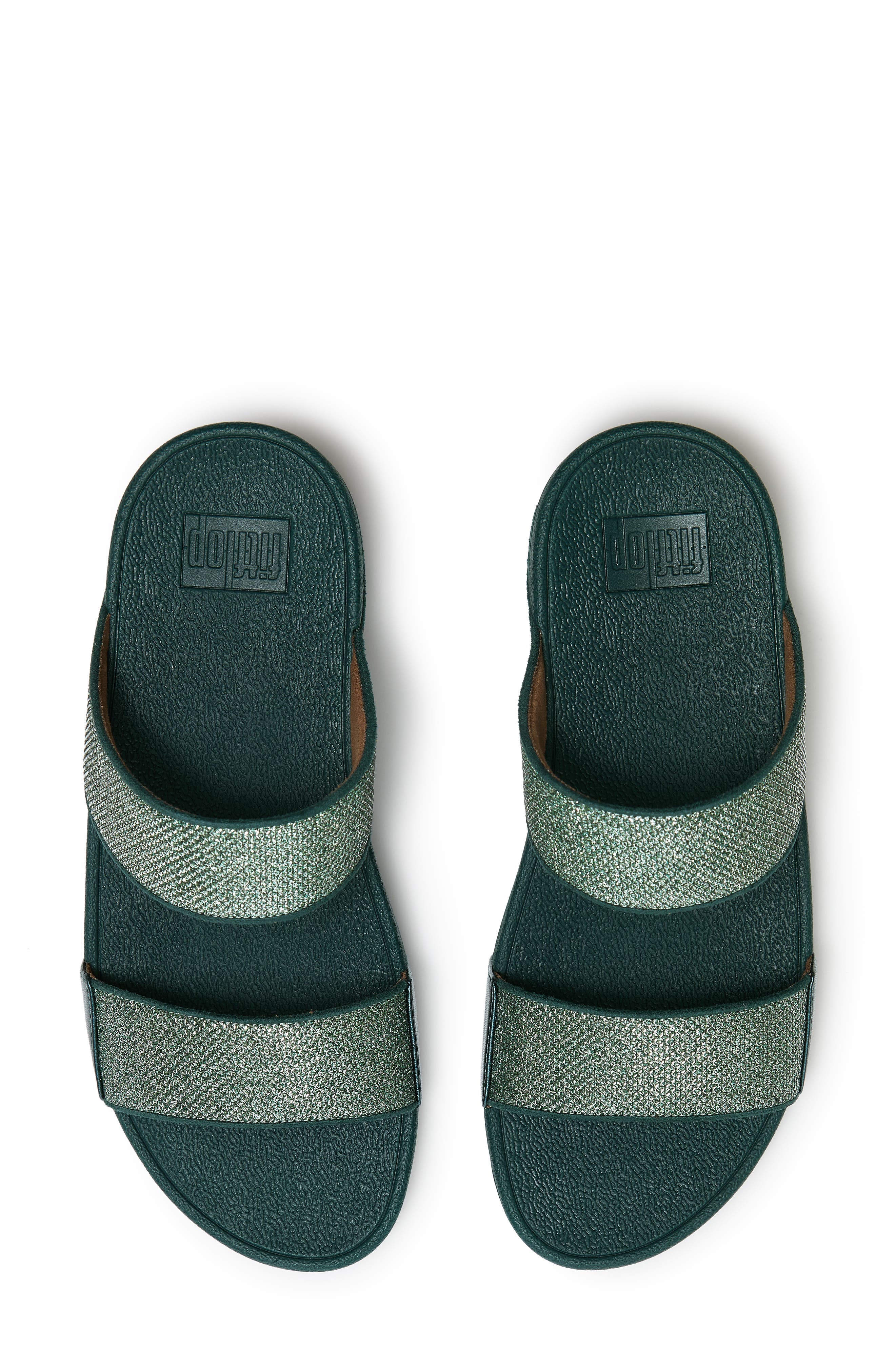 FitFlop Lulu ShimmerGlitz Slide Sandal, Alternate, color, Deep Ocean