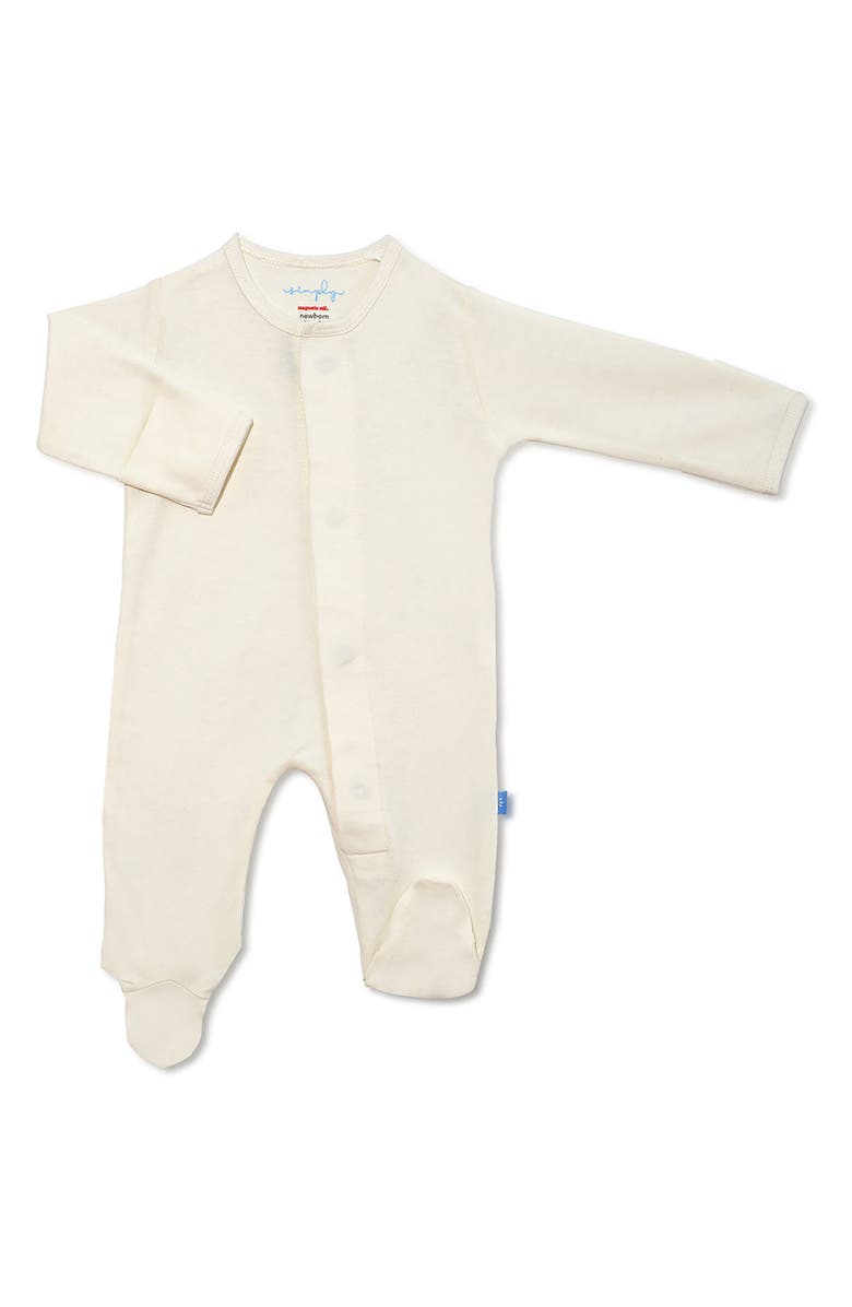 Magnetic Me Solid Organic Cotton Magnetic Footie, Main, color, Cream Solid