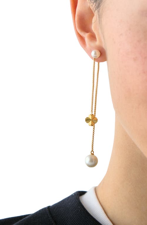 Kate Spade New York Spade Flower & Faux Pearl Chain Linear Earrings In Gold