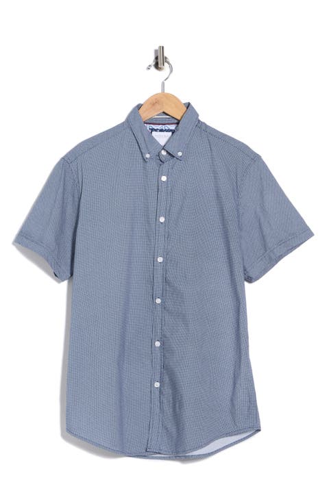 Geometric Print Short Sleeve Button-Down Shirt