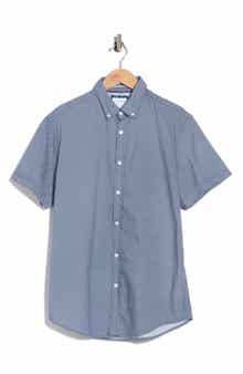 DENIM AND FLOWER Geometric Print Short Sleeve Button-Down Shirt