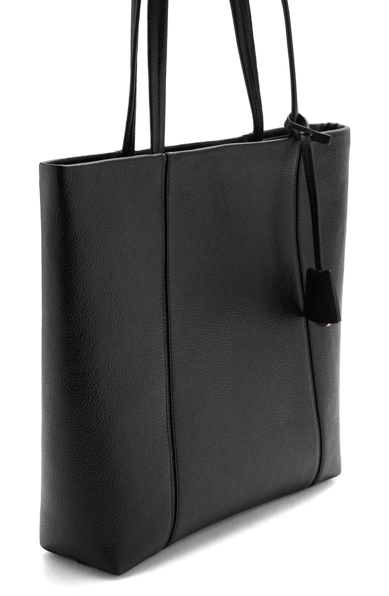 MANGO Faux Leather Shopper Bag, Alternate, color, Black