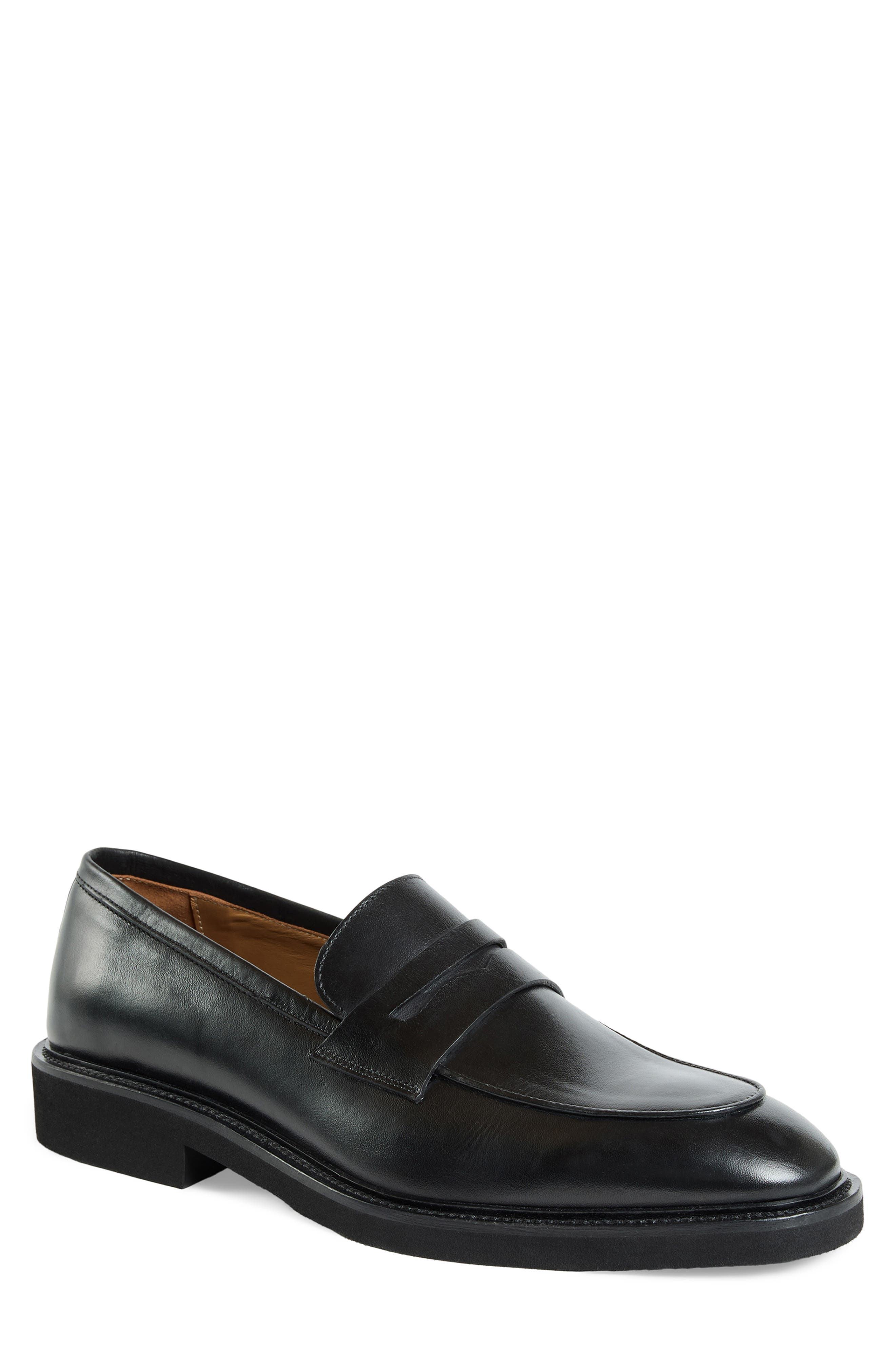 Volano Penny Loafer, Main, color, BLACK LEATHER