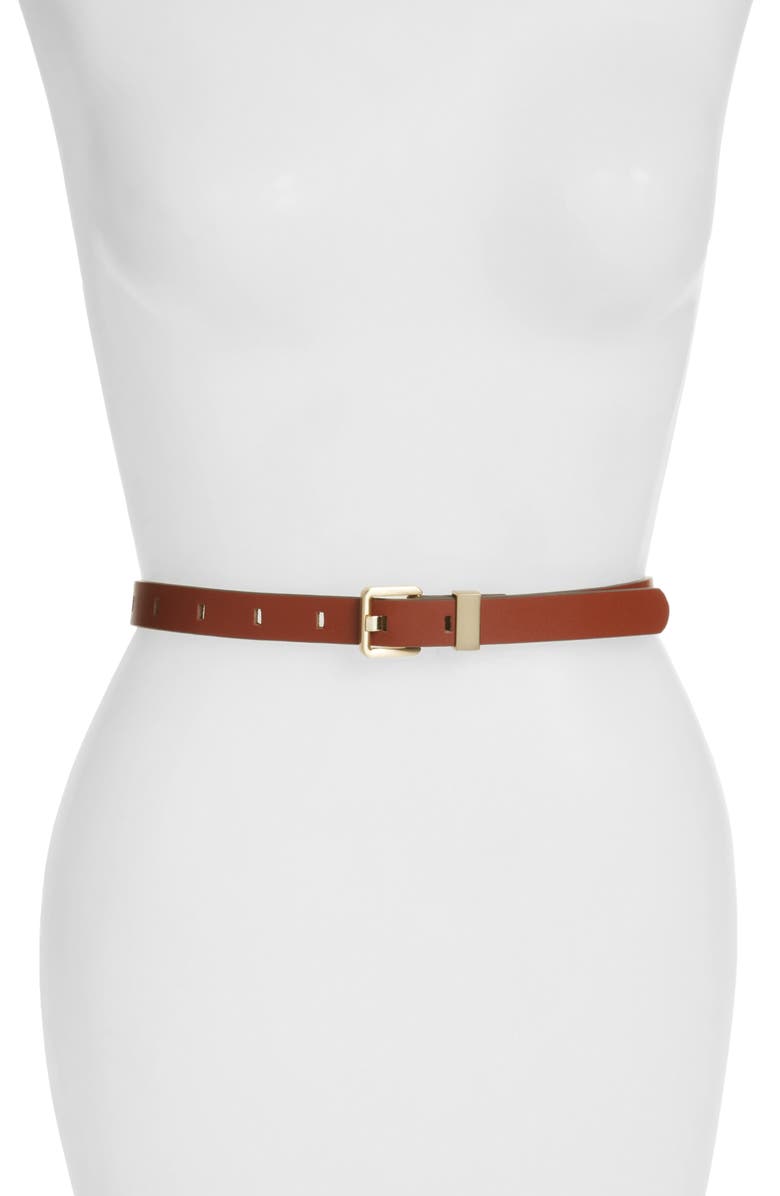 Nordstrom Metal Keeper Belt, Main, color, Cognac
