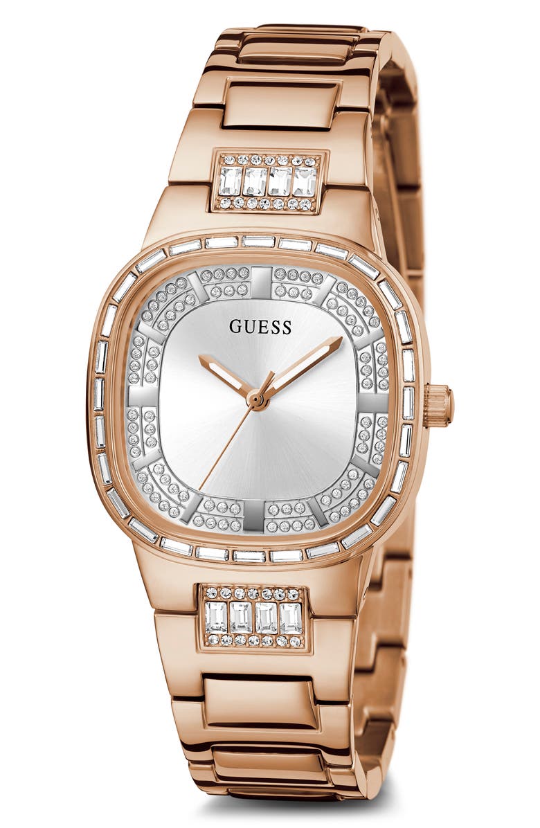 GUESS Crystal Square Bracelet Watch, 32mm, Main, color, 