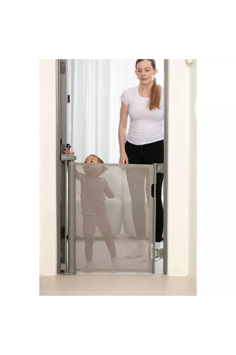 Easy-to-Install Gray Retractable Mesh Baby Gate, Alternate, color, Gray