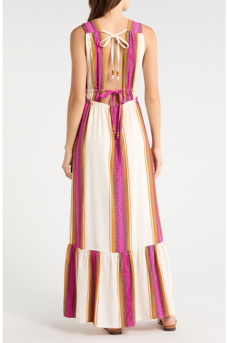 Print Sleeveless Ruffle Hem Cover-Up Maxi Dress, Alternate, color, NATURAL PINK