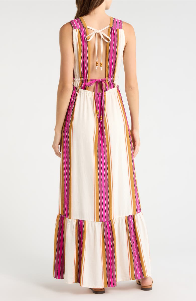 Elan Print Sleeveless Ruffle Hem Cover-Up Maxi Dress, Alternate, color, Natural Pink