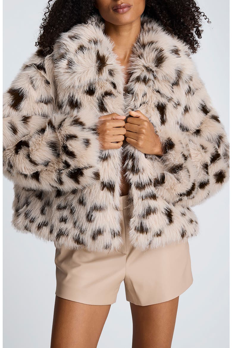 Oversize Faux Fur Crop Jacket, Main, color, OAT COMBO