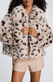 Kenneth Cole Oversize Faux Fur Crop Jacket