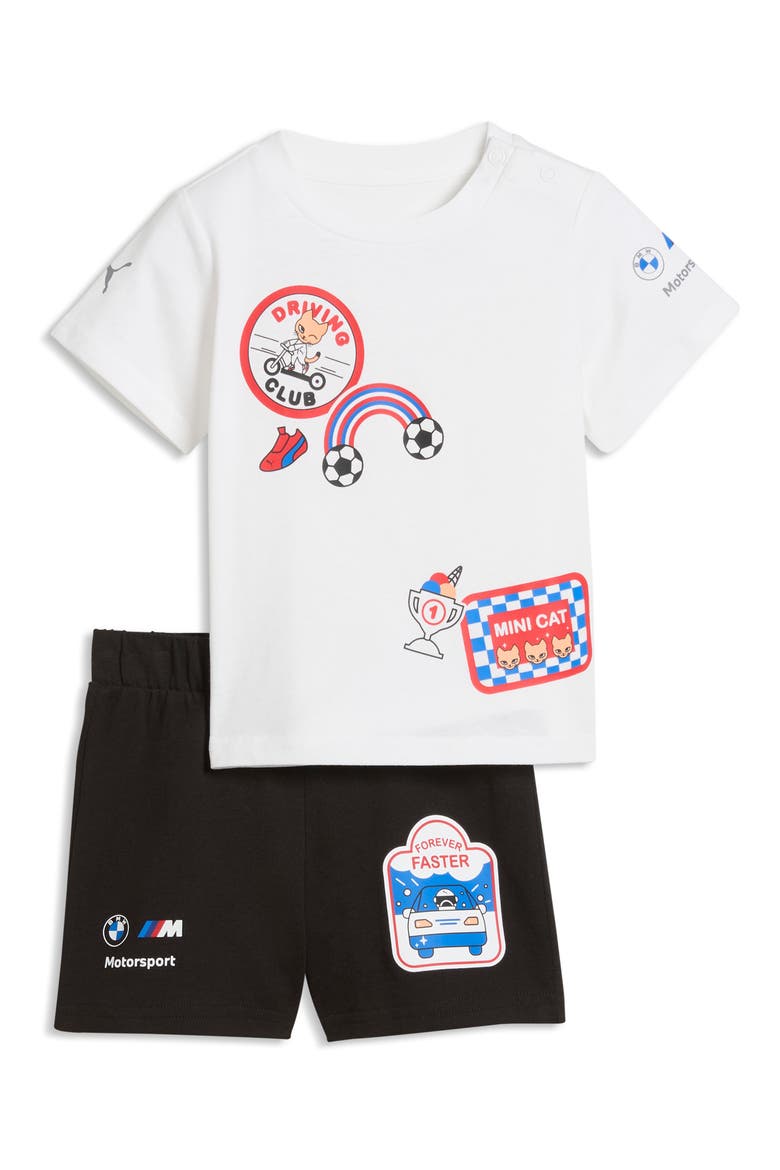 x BMW M Motorsport Kids' Cotton T-Shirt & Shorts Set, Main, color, PUMA BLACK