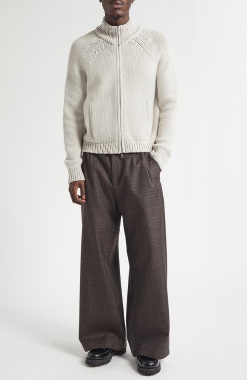 Our Legacy Bone White Extrafine Merino Wool Ultra Zip Cardigan In Gray