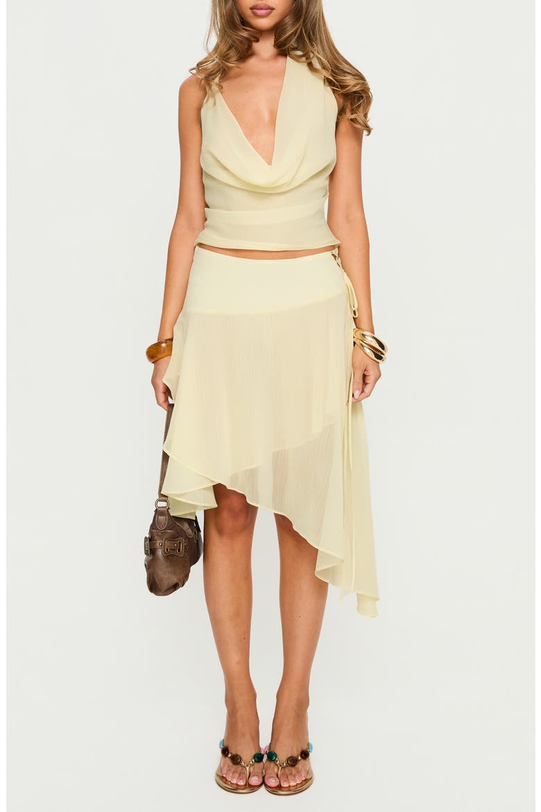 Evaleine Cowl Neck Chiffon Halter Top, Main, color, BABY YELLOW