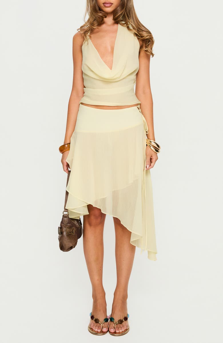 Princess Polly Evaleine Cowl Neck Chiffon Halter Top, Main, color, Baby Yellow