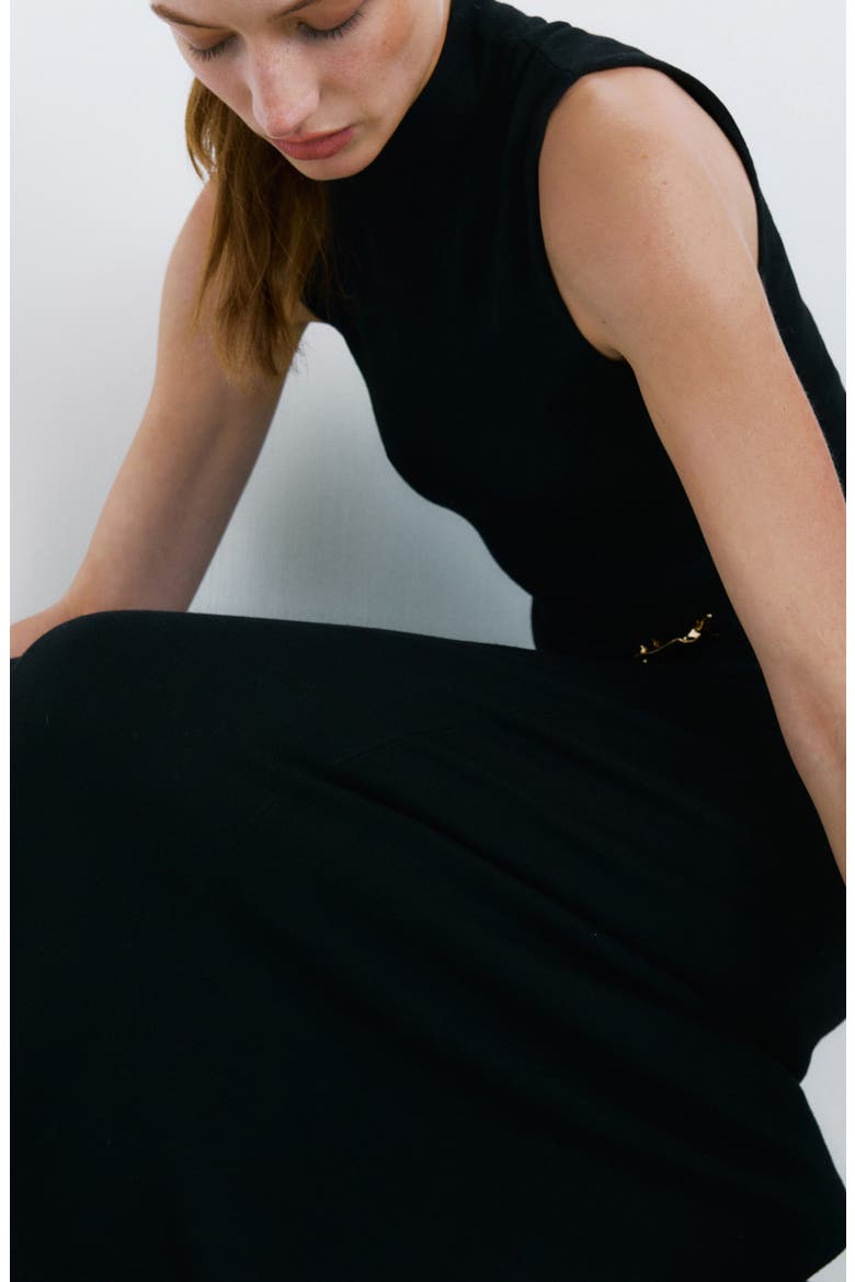 Mock Neck Knit Maxi Dress, Alternate, color, BLACK