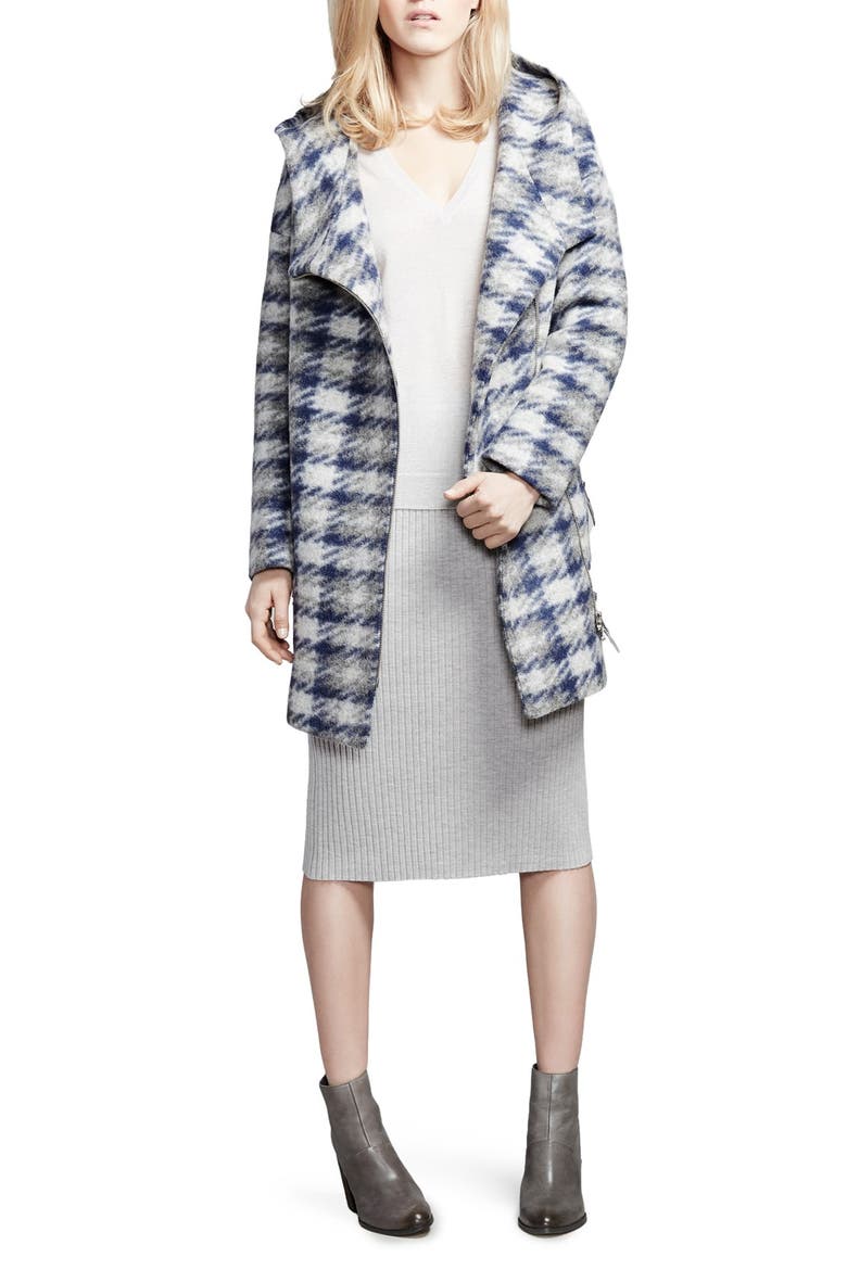 'Kym' Plaid Drop Shoulder Hooded Coat, Alternate, color, MIDNIGHT