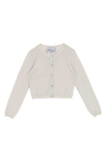 Rare Editions Kids' Metallic Knit Cardigan Sweater In Silver