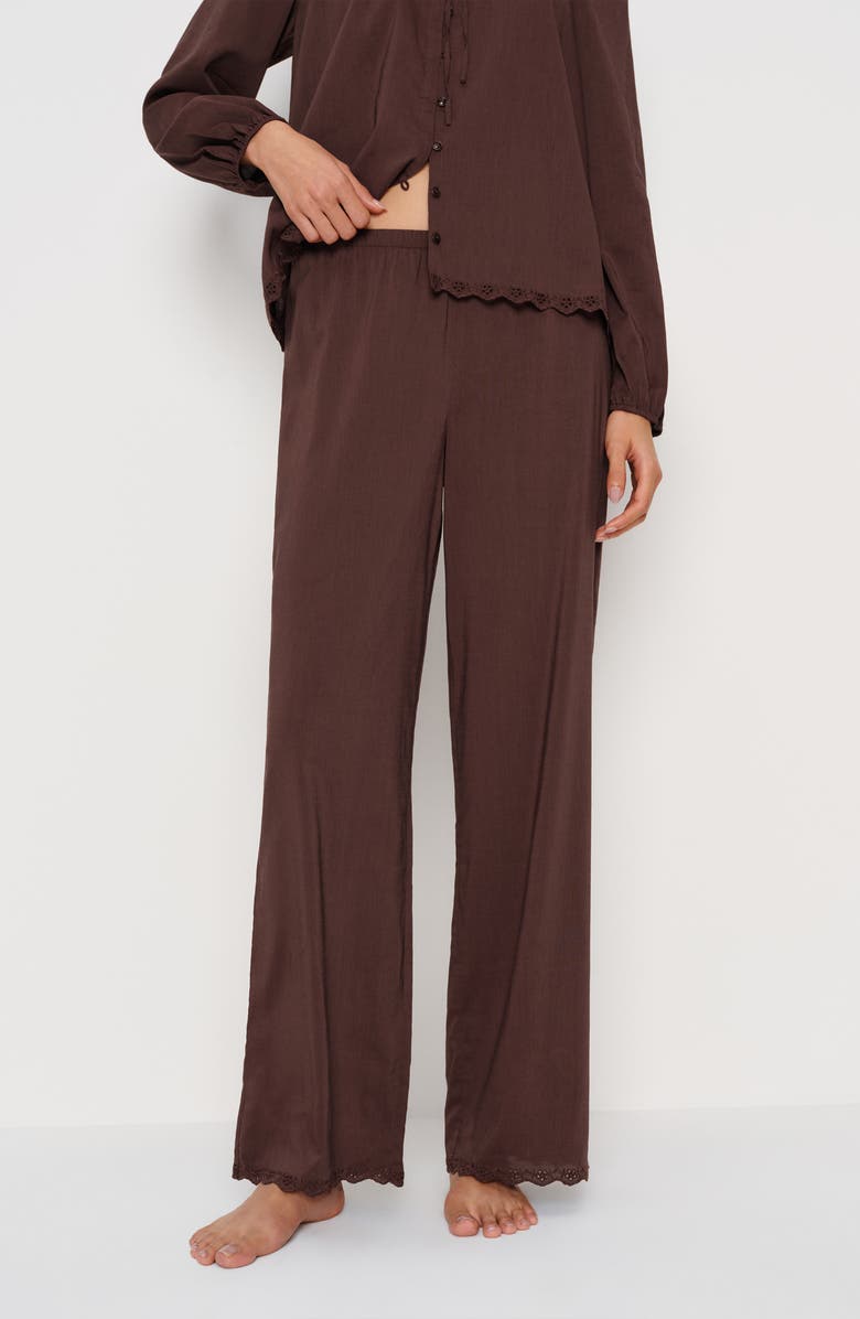 Reformation Paloma Long Sleeve Pajamas, Alternate, color, Cafe