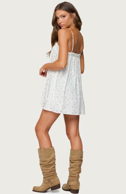 Edikted Patti Floral Print Minidress In White