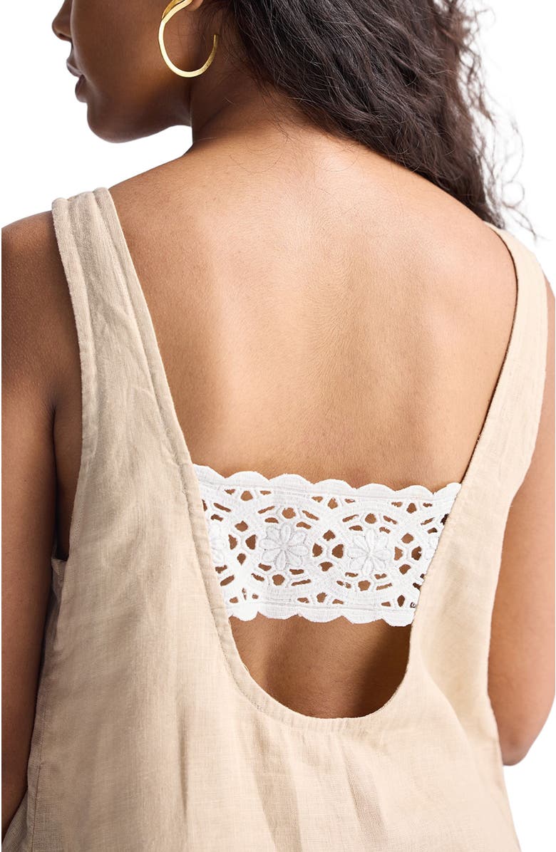 Reistor Hemp Short Dress with Back Lace, Alternate, color, Beige