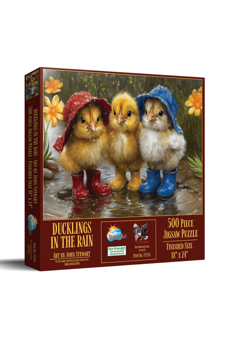 Ducklings in the Rain 500 piece Jigsaw Puzzle for Adults, Main, color, Multicolor