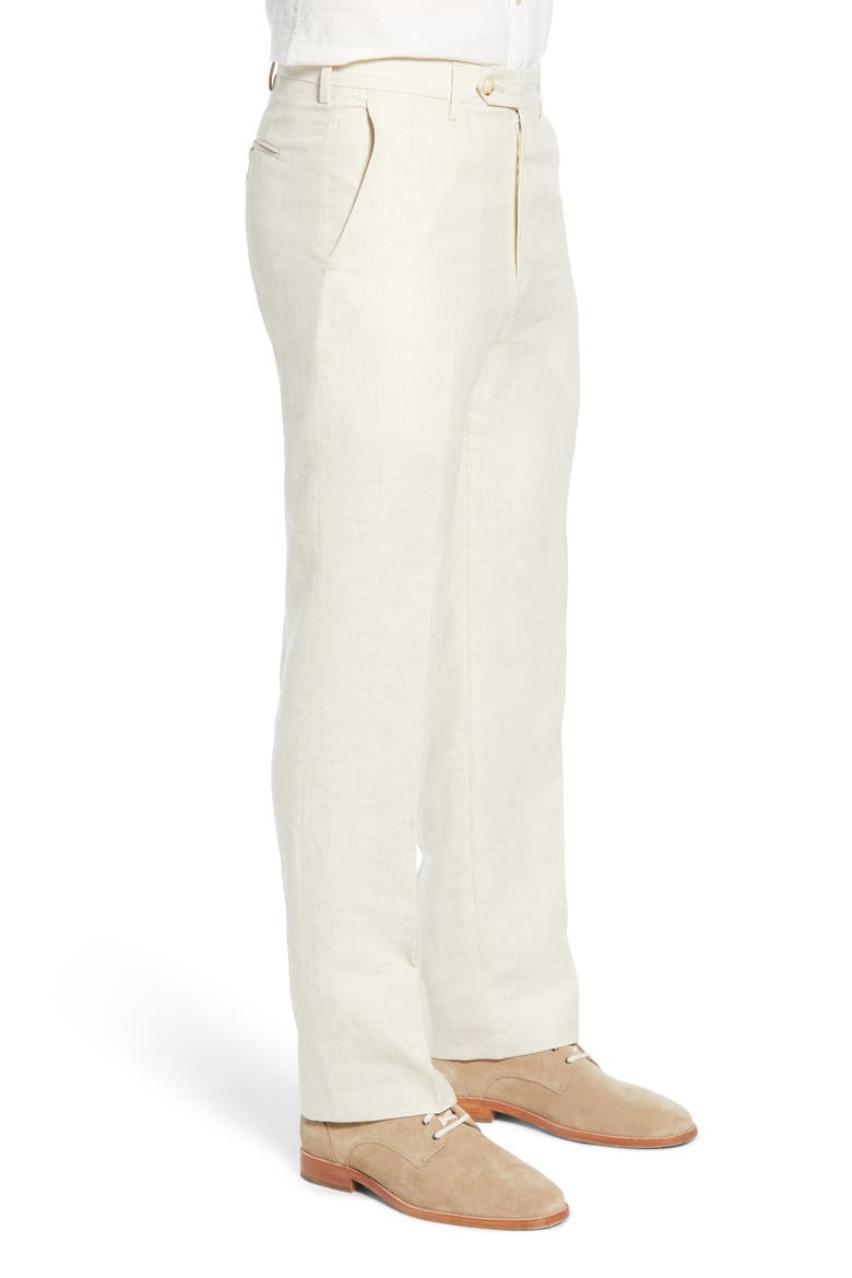 Men's Flat Front Linen Dress Pants, Alternate, color, CREAM
