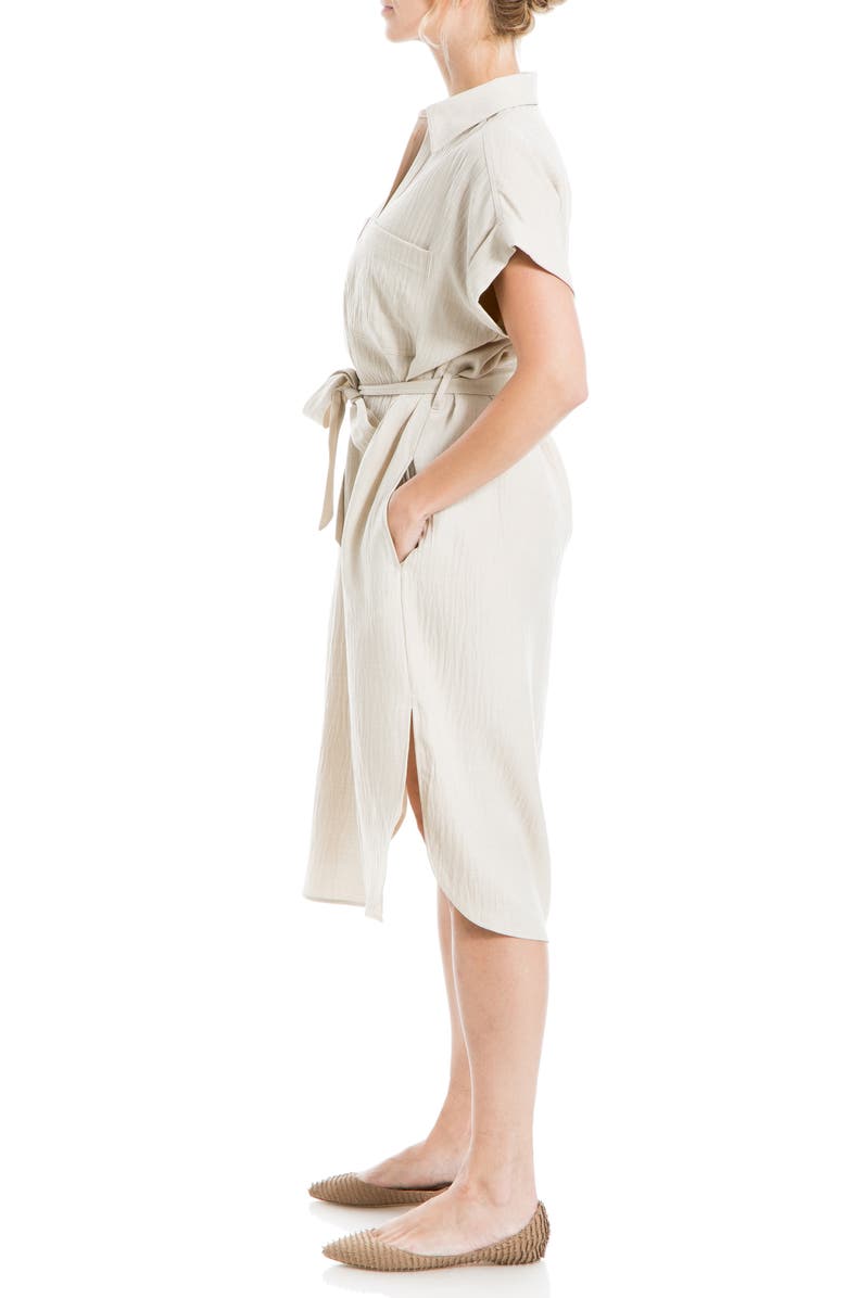 MAX STUDIO Textured Short Sleeve Midi Shirtdress, Alternate, color, Heather Oatmeal