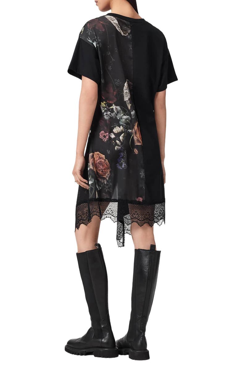AllSaints Lana Lace Hem Minidress, Alternate, color, Haze Black