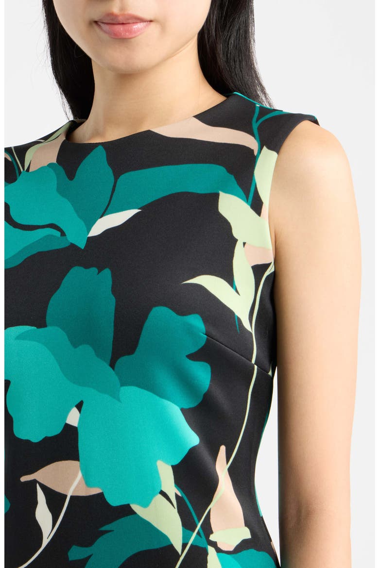 Floral Sleeveless Sheath Dress, Alternate, color, DEEP JADE MULTI